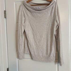 Athleta Cream Ribbed Cowl neck top